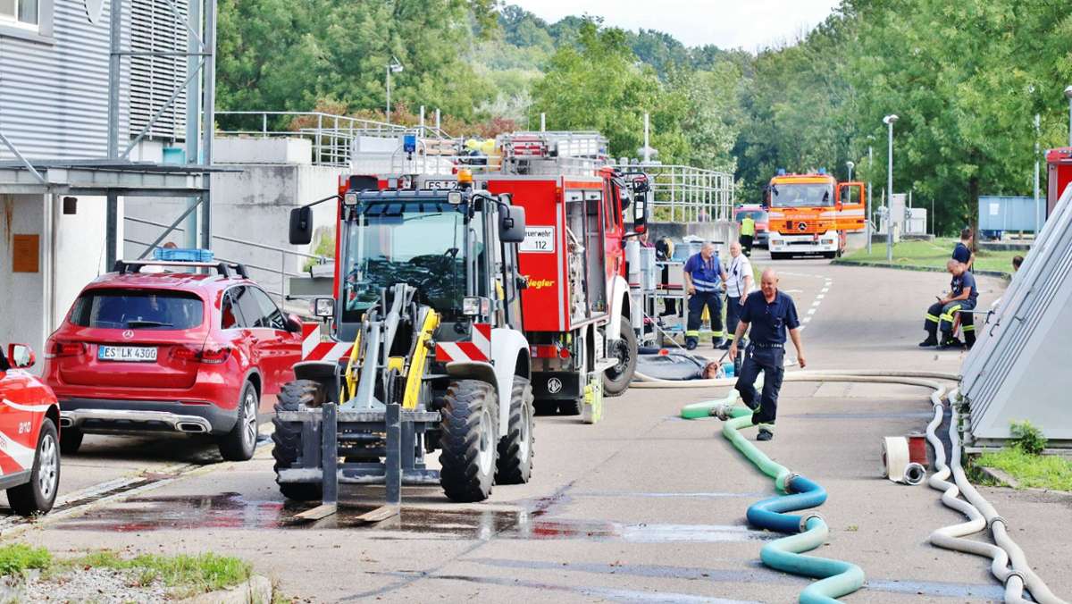 Einsatz der Feuerwehr: Klärwerk in Stuttgart-Plieningen überflutet