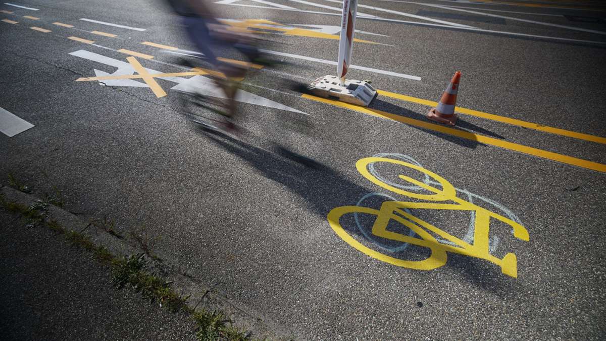 Waiblingen: Radler fahren auf Pop-up-Radwege ab