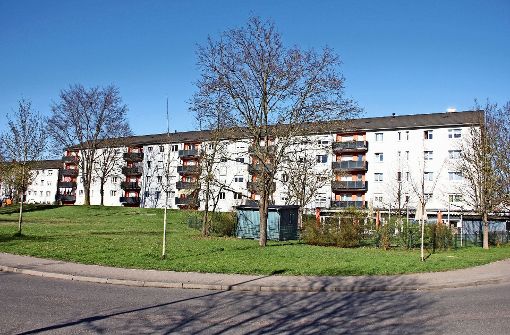 Auf der Freifläche zwischen der Straße Am Hausenring und den Gebäuden mit den Nummern 36 bis  44 soll ein neues Gebäude mit 32 Wohnungen entstehen. Foto: Georg Friedel