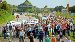 Bei einer Demonstration vor der Bundestagswahl 2009 wurde Lärmschutz beim A-81-Ausbau gefordert, nach sieben Jahren kommt Bewegung in die Debatte. Foto:  