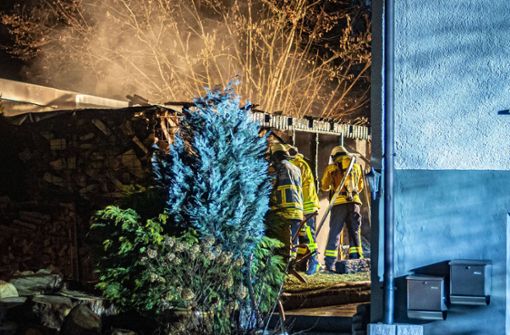 Die Feuerwehr erreichte den Gartenschuppen gegen 22.30 Uhr  und löschte den Brand. Foto: 7aktuell.de/Moritz Bassermann