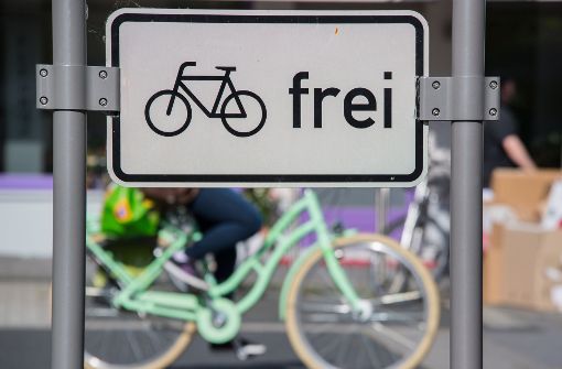 Der unbekannte Radfahrer fuhr erlaubt in eine Einbahnstraße mit dem Zusatz „Fahrradfahrer frei“ (Symbolfoto). Foto: dpa