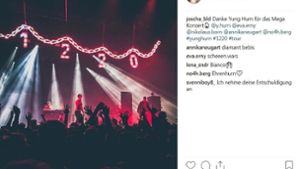 Professionelle Fotografen erteilte die Konzertagentur Hausverbot. Deshalb zeigen wir einige Instagram-Bilder vom Yung-Hurn-Konzert in der Porsche-Arena in Stuttgart. Foto: Instagram (Screenshot)