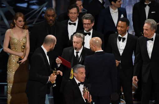 Schock-Moment und Verwirrung bei der Oscarverleihung: Statt „La La Land“ hat das Drama „Moonlight“ den Preis in der Kategorie „Bester Film“ gewonnen. Foto: AFP