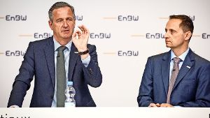 EnBW-Chef Frank Mastiaux und Finanzchef Thomas Kusterer haben bei der Bilanzpressekonferenz Ende März Verwirrung gestiftet. Foto: dpa
