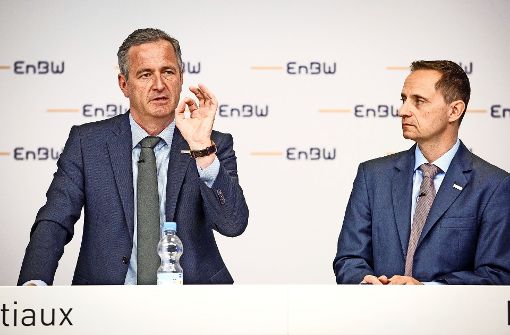 EnBW-Chef Frank Mastiaux und Finanzchef Thomas Kusterer haben bei der Bilanzpressekonferenz Ende März Verwirrung gestiftet. Foto: dpa