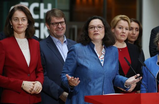 SPD-Chefin Andrea Nahles und ihre Parteispitze demonstrierten am Montag Geschlossenheit. Foto: Getty Images