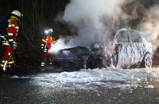 Der Wagen brannte komplett aus. Foto: SDMG