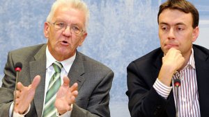 Der baden-württembergische Ministerpräsident Winfried Kretschmann (Grüne) und der Finanz- und Wirtschaftsminister Nils Schmid (SPD, rechts) haben ihr selbst gesetztes Sparziel für den Doppelhaushalt 2013/2014 um 160 Millionen Euro verfehlt. Foto: dpa