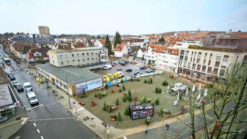 Auf dem sogenannten „Grünen Platz“ in Sindelfingen soll unter anderem ein 14-stöckiges Hochhaus entstehen. Foto: /Simon Granville