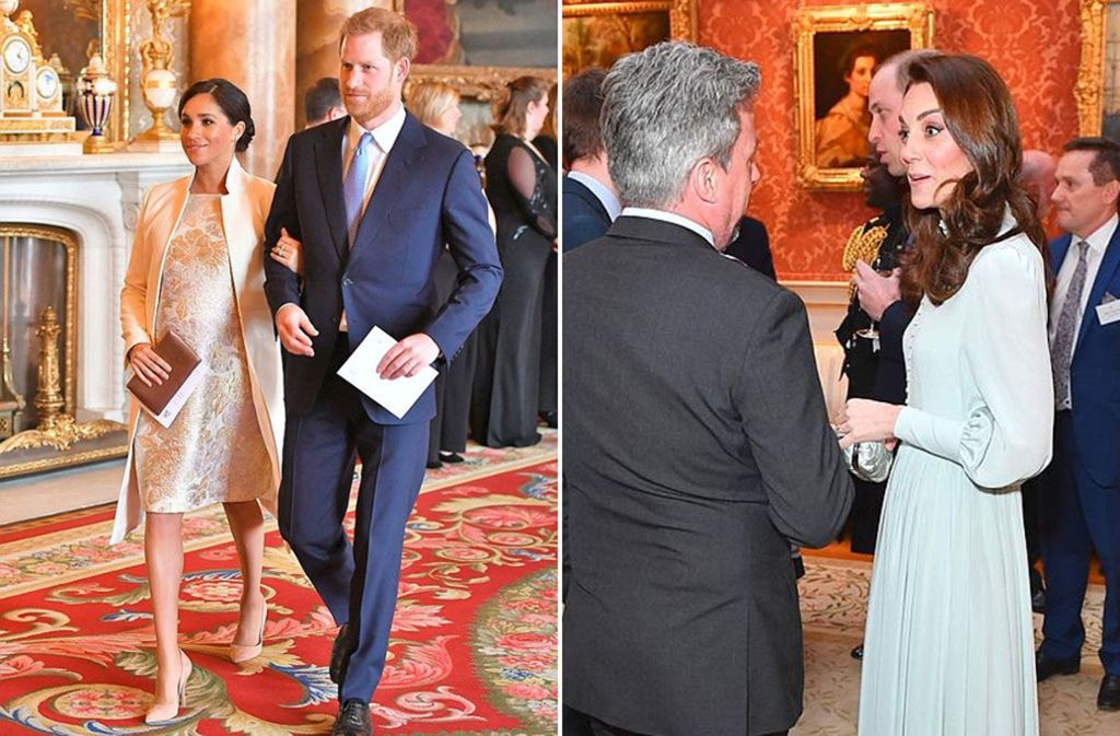 Zu Prinz Charles’ Ehren gab es im Buckingham Palace einen Empfang. Auch Prinz Harry und Herzogin Meghan (links) sowie Prinz William und Herzogin Kate kamen.