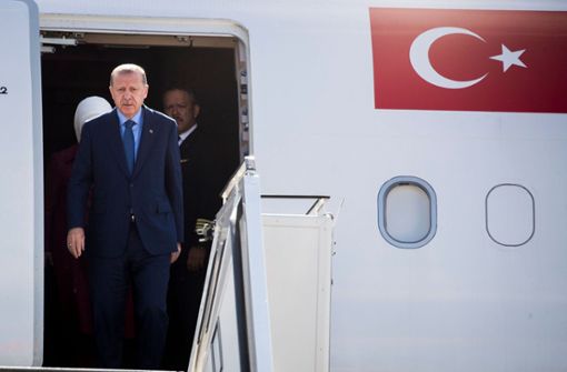 Der türkische Staatspräsident Erdogan ist am Donnerstagmittag in Deutschland gelandet. Foto: AFP