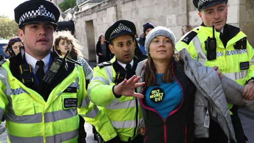 Greta Thunberg wurde in London festgenommen. Foto: AFP/HENRY NICHOLLS