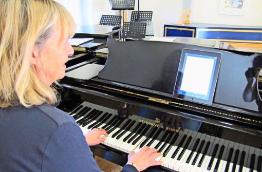 Susanne Götz behilft sich selbst auch ab und an mit einer App, um Instrumente zu stimmen. Foto: Claudia Barner