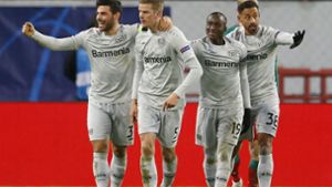 Leverkusen überwintert im Europacup. Foto: dpa/Alexander Zemlianichenko
