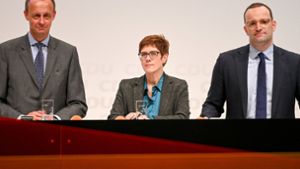 Friedrich Merz, Annegret Kramp-Karrenbauer und Jens Spahn (CDU), Gesundheitsminister, bewerben sich für den CDU-Vorsitz. Foto: dpa
