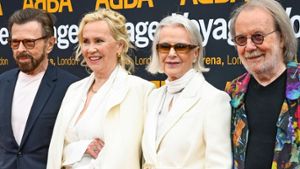 (v..n.r.): Björn Ulvaeus, Agnetha Fältskog, Anni-Frid Lyngstad und Benny Andersson aka ABBA. Foto: imago/TT