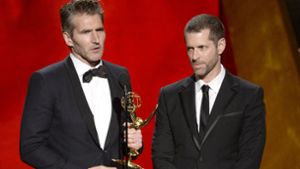 David Benioff (links)und D.B. Weiss bei der Emmy-Verleihung 2015 Foto:  