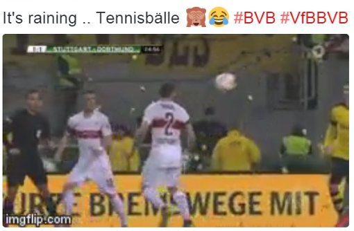 Ein Twitter-Nutzer hat den Dortmunder Fanprotest mit Tennisbällen als GIF auf Twitter verbreitet. Foto: red / Screenshot