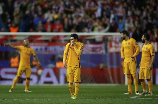 Der Titelverteidiger ist raus: Der FC Barcelona ist nach der 0:2-Niederlage gegen Atlético Madrid aus der Champions League ausgeschieden. Foto: AP