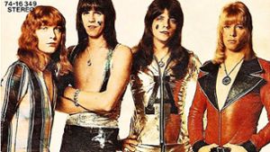 Das Coverfoto der Single „Ballroom Blitz“ von 1973: Steve Priest, Mick Tucker, Andy Scott und Brian Connolly (v. li.) Foto: RCA