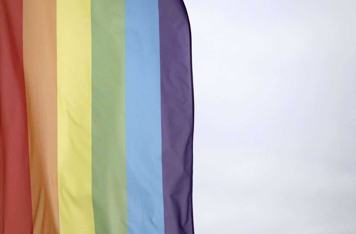 In Karlsruhe ist eine Regenbogenflagge angezündet worden (Symbolbild). Foto: imago images/Future Image/Christoph Hardt
