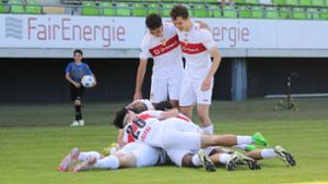 Großer Jubel in Reutlingen: der VfB II steigt in die 3. Liga auf. Foto: Pressefoto Baumann/Pressefoto Baumann