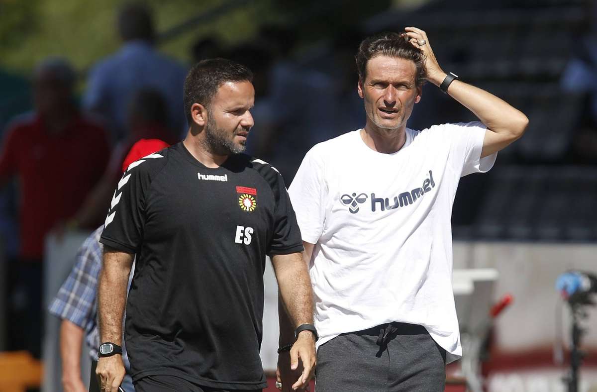 Evangelos Sbonias (li.) war unter Chefcoach Oliver Zapel schon einmal Co-Trainer bei der SG Sonnenhof. Foto: imago/Avant/i