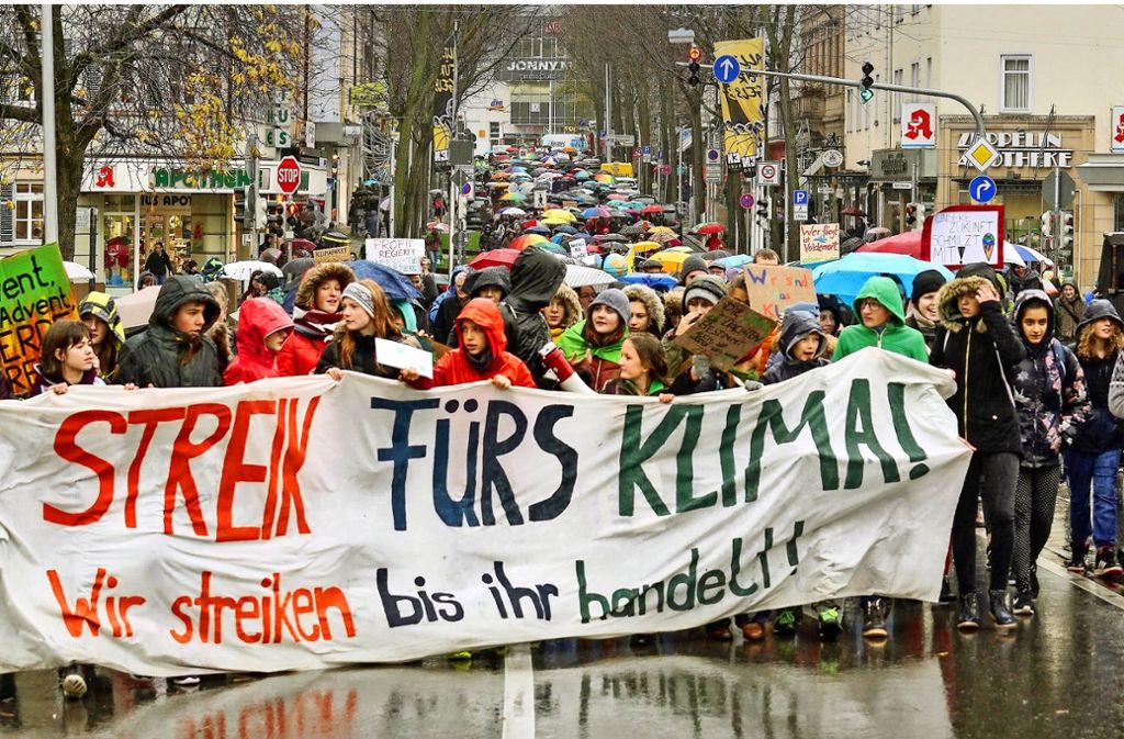 Immer vorneweg: Wie in vielen anderen Städten im Land demonstrierten die Schüler auch in Ludwigsburg.