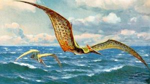 Darstellung eines Flugsauriers von Heinrich Harder aus dem Jahr 1916. Foto: Wikipedia commons/The Wonderful Paleo Art of Heinrich Harder