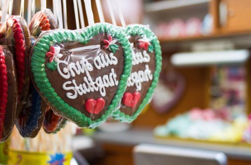 Ein Lebkuchenherz als Mitbringsel für Daheimgebliebene vom Frühlingsfest in Stuttgart. Foto: 7aktuell.de/David M. Skiba
