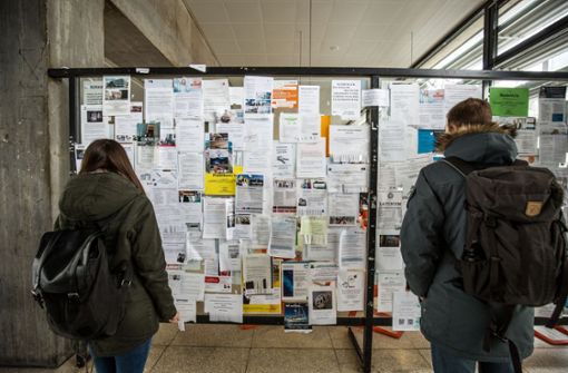 Besonders Menschen mit knappem Budget tun sich schwer auf dem Stuttgarter Wohnungsmarkt – hier prüfen Studenten der Uni die Angebote. Foto: Lichtgut//Leif Piechowski