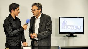 Im Interview: Moderator Sebastian Braun (links) mit Bürgermeister Wölfle. Foto: Leif Piechowski
