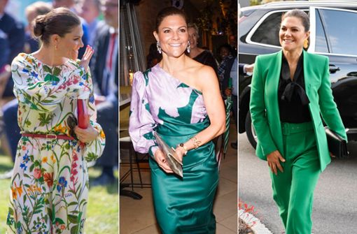 Dreimal Kronprinzessin Victoria, dreimal anders – der Style der Schwedin lässt immer neue Looks zu. Foto: Imago/TT