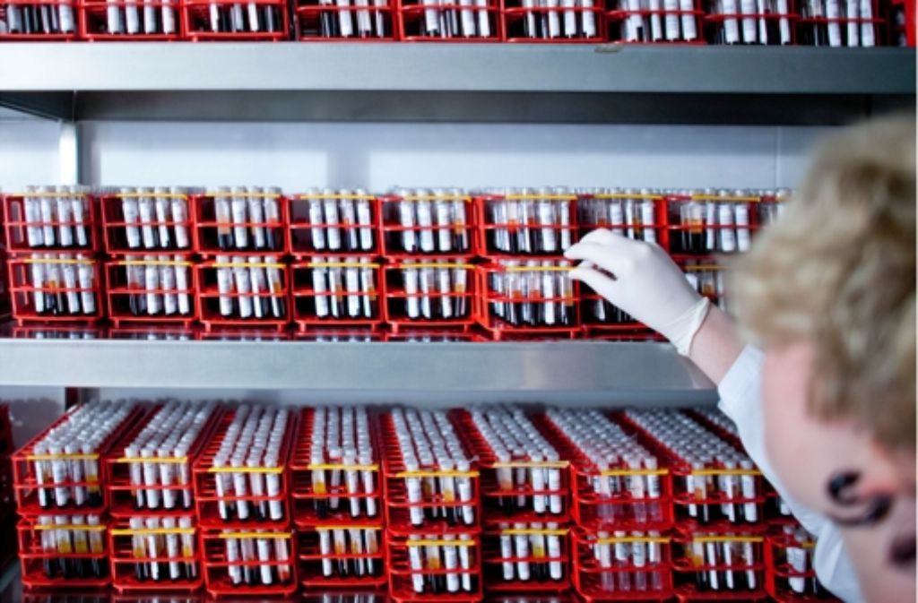 Blutproben im Kühlraum eines Labors der DKMS in Dresden