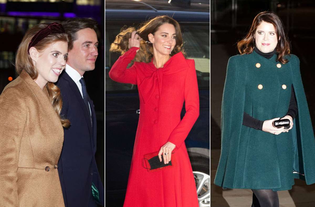 Schick in schönen Mänteln: Prinzessin Beatrice, Herzogin Kate und Prinzessin Eugenie (von links) Foto: Imago/Zuma Press