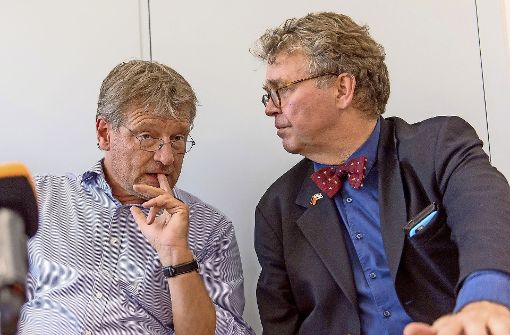 Werden voraussichtlich keine besten Freunde mehr: AfD-Fraktionschef Jörg Meuthen (li.)  und Heinrich Fiechtner. Foto: dpa