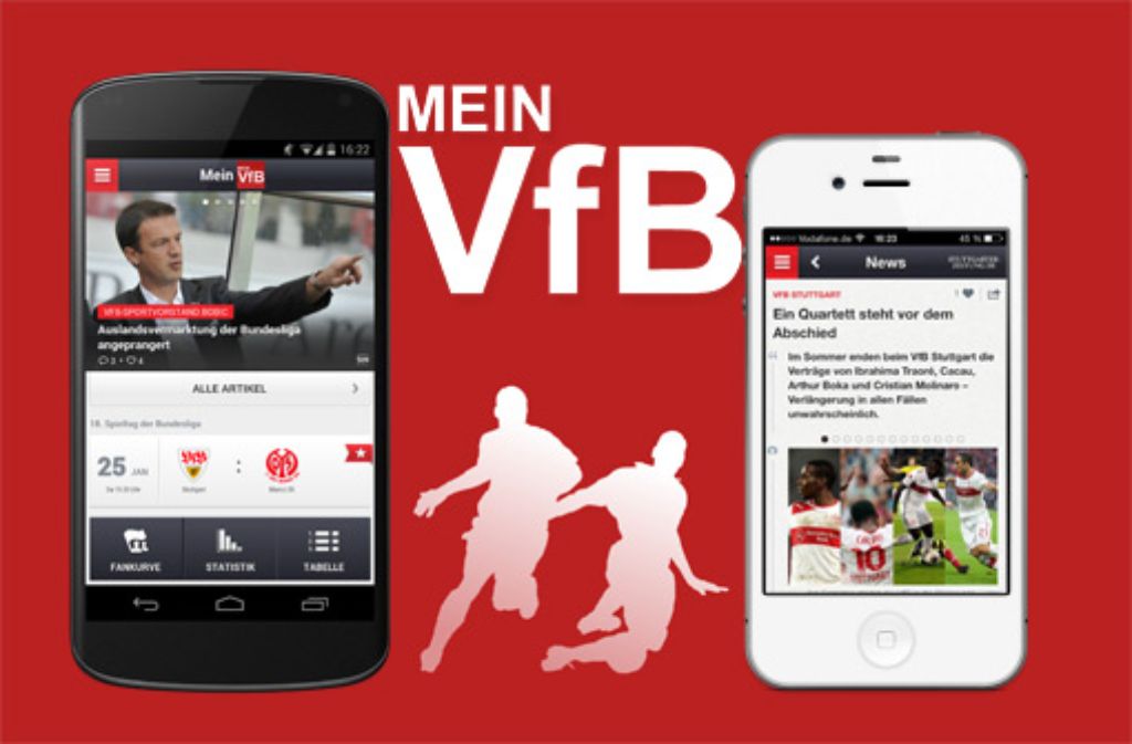 Ein Muss für die Fans des VfB Stuttgart: Unsere App Mein VfB haben wir nun zur Bundesliga-Saison 2014/15 überarbeitet und aufgefrischt - und sie ist weiter kostenlos für die Betriebssysteme Android (links) und iOS erhältlich.
