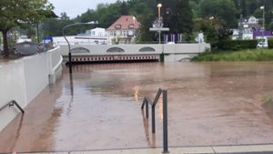 In Schwäbisch Gmünd ist nach starken Regenfällen eine Unterführung vollgelaufen. Foto: 7aktuell.de/Friedrichs
