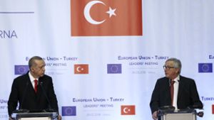 Schwieriges Verhältnis: Präsident Erdogan (l.) und EU-Kommissionschef Juncker. Foto: Getty