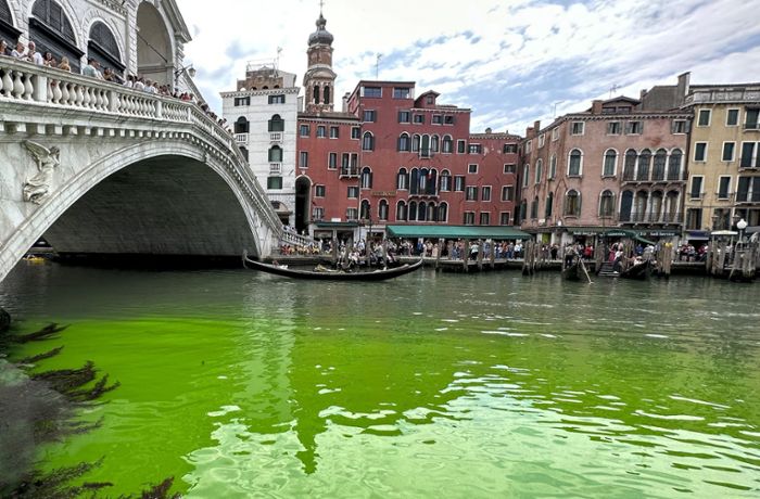 Erstaunen in Venedig: Canal Grande  leuchtet grün – das sagen die Behörden