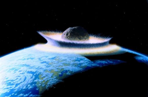 Künstlerische Darstellung des Einschlags eines 1000 Kilometer großen Asteroiden auf der Erde im Präkambrium vor rund 540 Millionen Jahren. Foto: Wikipedia commons/Don Davies