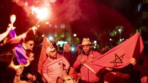 In Essen feierten die Marokko-Fans ausgelassen. Foto: dpa/Christoph Reichwein