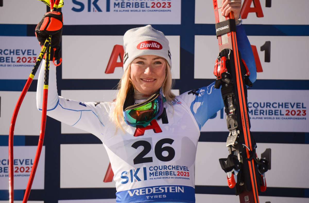 Mikaela Shiffrin jubelt bei der Ski-WM. Foto: IMAGO/Christopher Levy