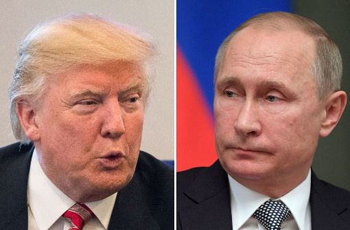 Die Bildkombo zeigt den künftigen US-Präsidenten Donald Trump (links) und den russischen Präsidenten Wladimir Putin. Nach unbestätigten Berichten soll Moskau Material über Trump gesammelt haben. Foto: dpa