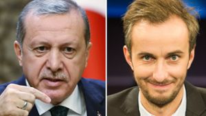 Der türkische Präsident Recep Tayyip Erdogan (links) und ZDF-Moderator Jan Böhmermann. Foto: dpa/Presidential Press Office