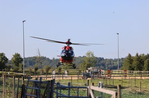 Mit einem Hubschrauber wurde ein Notarzt an die Unfallstelle geflogen. Foto: SDMG/KEF