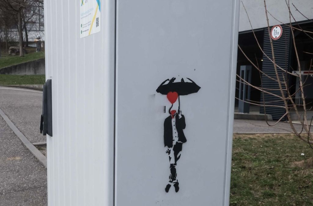 Graffiti im Banksy-Look im Diamentenweg in Stuttgart