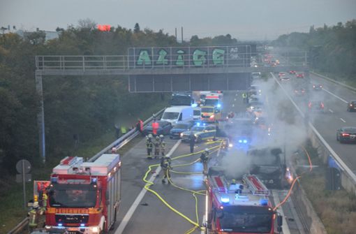 Schwerer Unfall auf der A5 bei Heidelberg. Foto: dpa/Rene Priebe