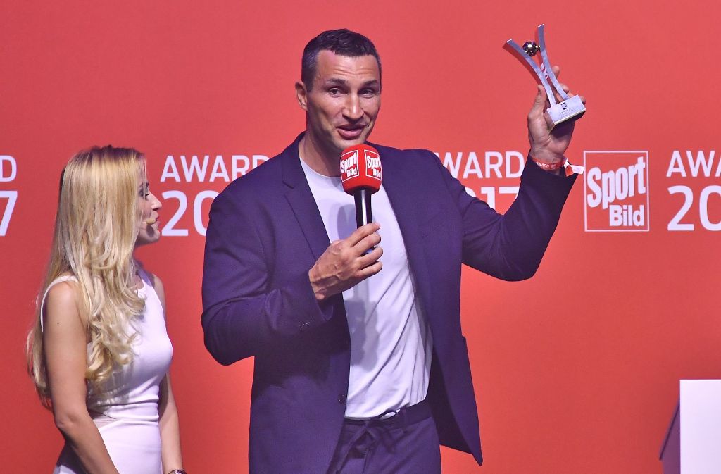 Der frühere Boxweltmeister Wladimir Klitschko wurde am Montagabend in Hamburg mit dem „Sport Bild“-Award ausgezeichnet. Foto: Getty Images Europe